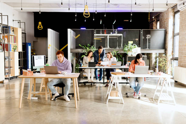 istock Group of people working in the coworking space 1462639832