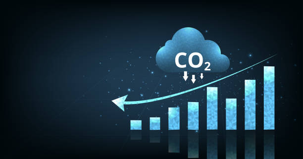 ilustrações de stock, clip art, desenhos animados e ícones de graph of the decline in carbon dioxide levels. - medidor co2 render
