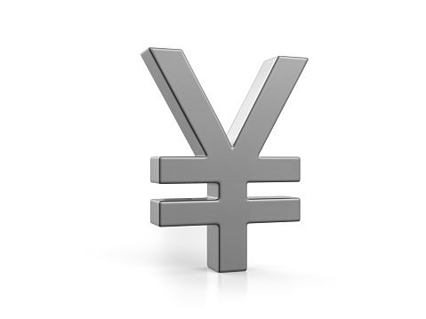 Car paint yen symbol on a white background. 3d illustration.