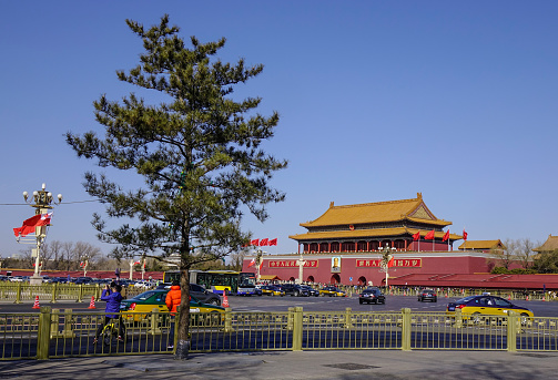 Beijing, China - Mar 1, 2018. Gugong (Imperial Palace Museum, Outer Court, Gate of Chastity) of Beijing, China.
