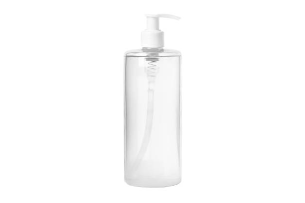 istock Moisturizing toner, serum, micellar water isolated on white background. Transparent cosmetic bottles. With dispenser 1462651521