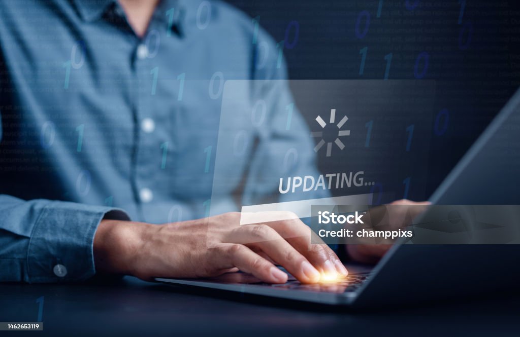 Update Software System In Computer Man Using Smartphone Upgrade Program ...