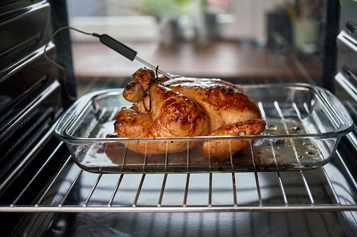 Food Safety - Roasting Chicken in the Oven with Digital Thermometer