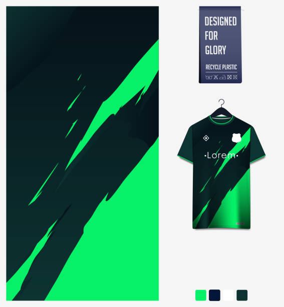 Soccer jersey pattern design. Abstract pattern on black background for soccer kit, football kit, sports uniform. T shirt mockup template. Fabric pattern. Abstract background. Soccer jersey pattern design. Abstract pattern on black background for soccer kit, football kit, bicycle, e-sport, basketball, t shirt mockup template. Fabric pattern. Abstract background. Vector Illustration. abstract shirts stock illustrations