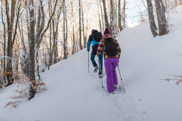 istock Two young hikers climbing up a snowy mountain during winter 1462664266