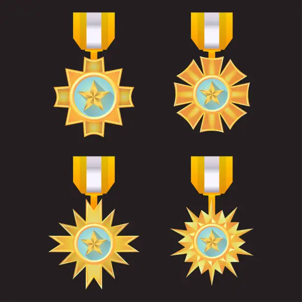 Vector illustration of Antique award medal vector