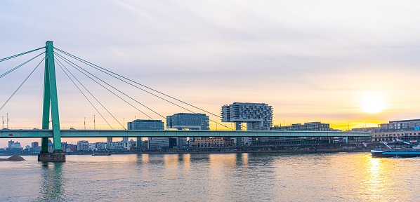The Ultramodern Kranhaus Buildings lining the Rhine River.