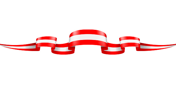 Austria Flag Ribbon. Austrian Flag Header Long Banner. Vector Stock Illustration