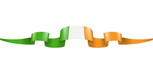 Ireland Flag Ribbon. Irish Flag Header Long Banner. Vector Stock Illustration