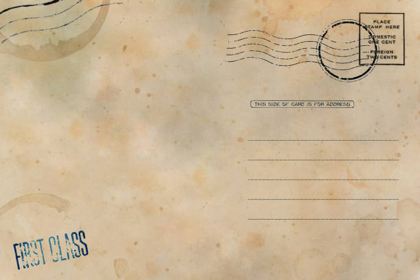 istock Backside of old postcard with dirty stains 1462668175