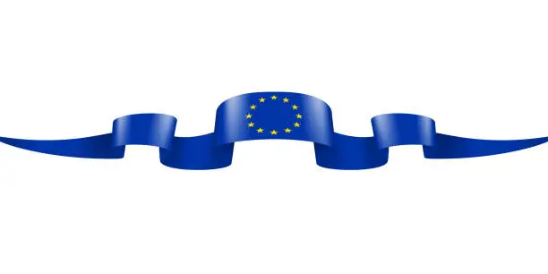 Vector illustration of European Union Flag Ribbon. Flag of European Union - Header Long Banner. Vector Stock Illustration