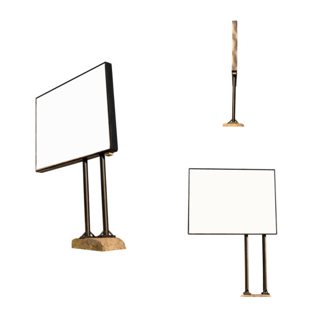 istock Billboard with blank surface on concrete base set of different views isolated 1462670651