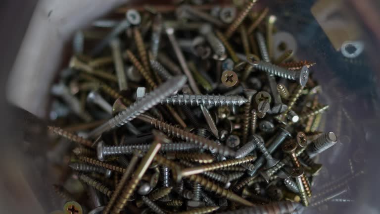 Close-up of amount of different screws