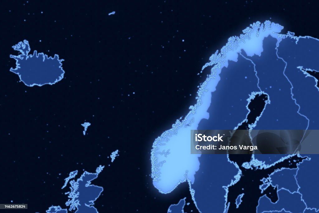 Europe Map Series With Norway Futuristic Stock Illustration Download