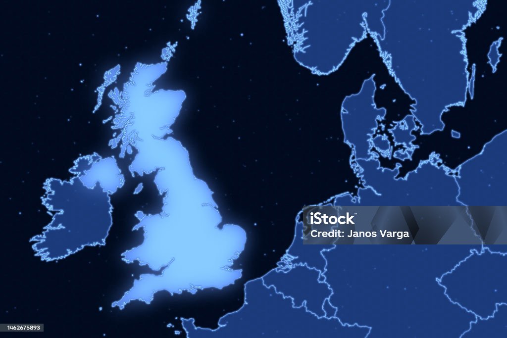 Europe Map Series With United Kingdom Futuristic Stock Illustration