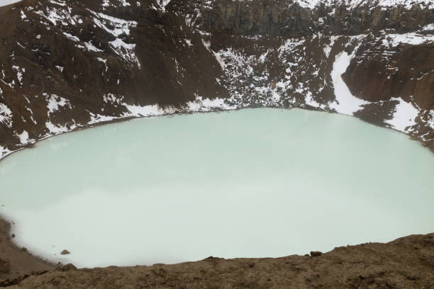 Viti caldera at Askja, Iceland. Central highlands of Iceland landmark. Volcanic view