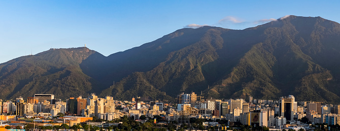 Panoramic view of Caracas with its Cerro Avila mountain in the morning