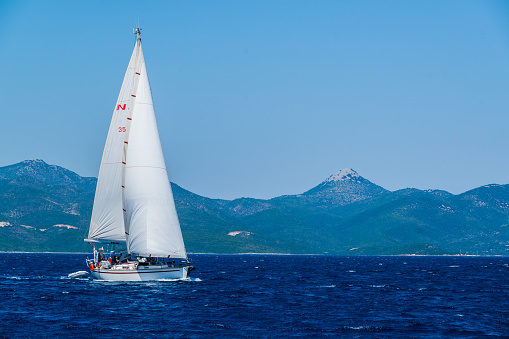 Yacht navigating on Ionian Sea