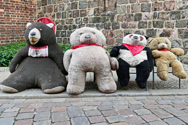 Huge plush bears in the street in Berlin Germany stock photo