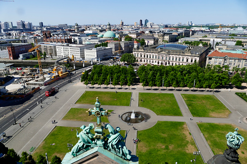 areal view over Paris with Arc de Triomphe