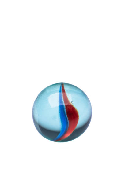 Colored glass marbles ball on white background