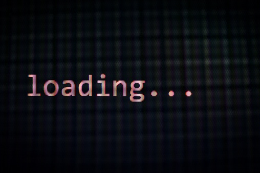 Laoding Complete Image Loading Message On Display Screen Black Background Data Progress ...