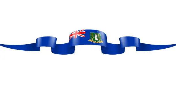 Vector illustration of British Virgin Islands Flag Ribbon. British Virgin Islands Flag Header Long Banner. Vector Stock Illustration