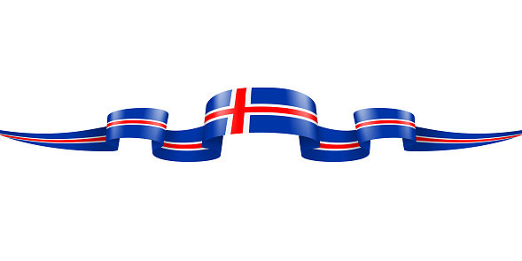 Iceland Flag Ribbon. Icelandic Flag Header Long Banner. Vector Stock Illustration