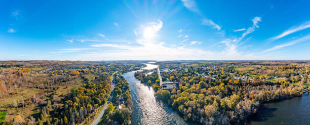 istock Aerial townscape and Trent River, Hastings, Canada 1462711380