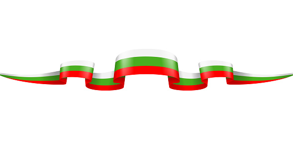 Bulgaria Flag Ribbon. Bulgarian Flag Header Long Banner. Vector Stock Illustration