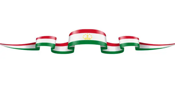 Vector illustration of Tajikistan Flag Ribbon. Tajik Flag Header Long Banner. Vector Stock Illustration