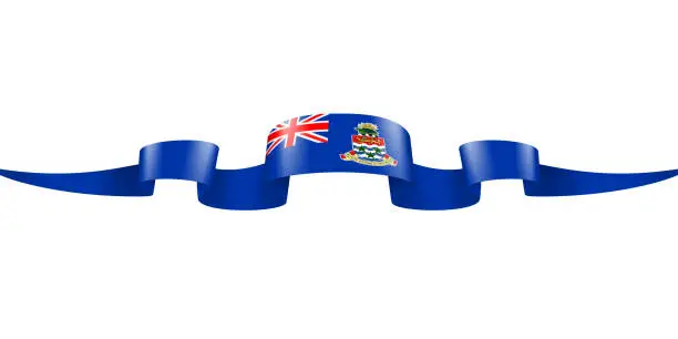 Vector illustration of Cayman Islands Flag Ribbon. Flag of Cayman Islands Header Long Banner. Vector Stock Illustration