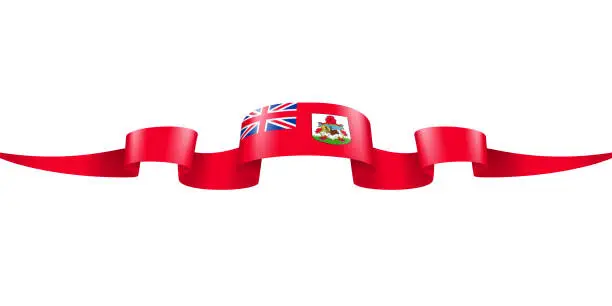 Vector illustration of Bermuda Flag Ribbon. Bermudian Flag Header Long Banner. Vector Stock Illustration