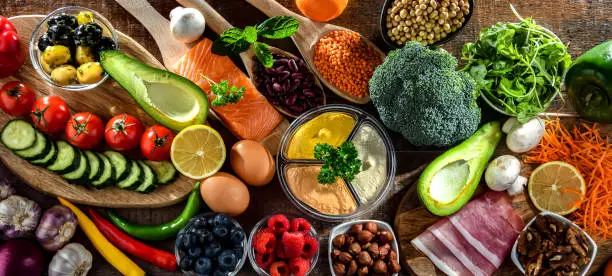 Photo of Ingredients of healthy diet that maintains overall health