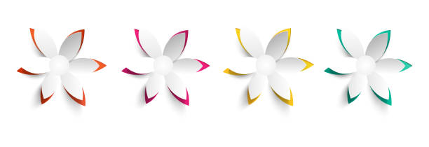 istock Set of spring colorful flowers isolated on white background.3D flower.Collection of vector paper cut flowers.Pink,yellow,gren,orange flowers. 1462724116
