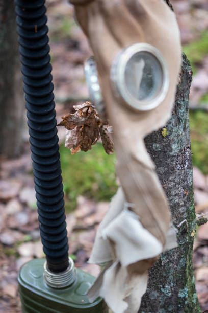 istock Gas mask in the forest 1462726244