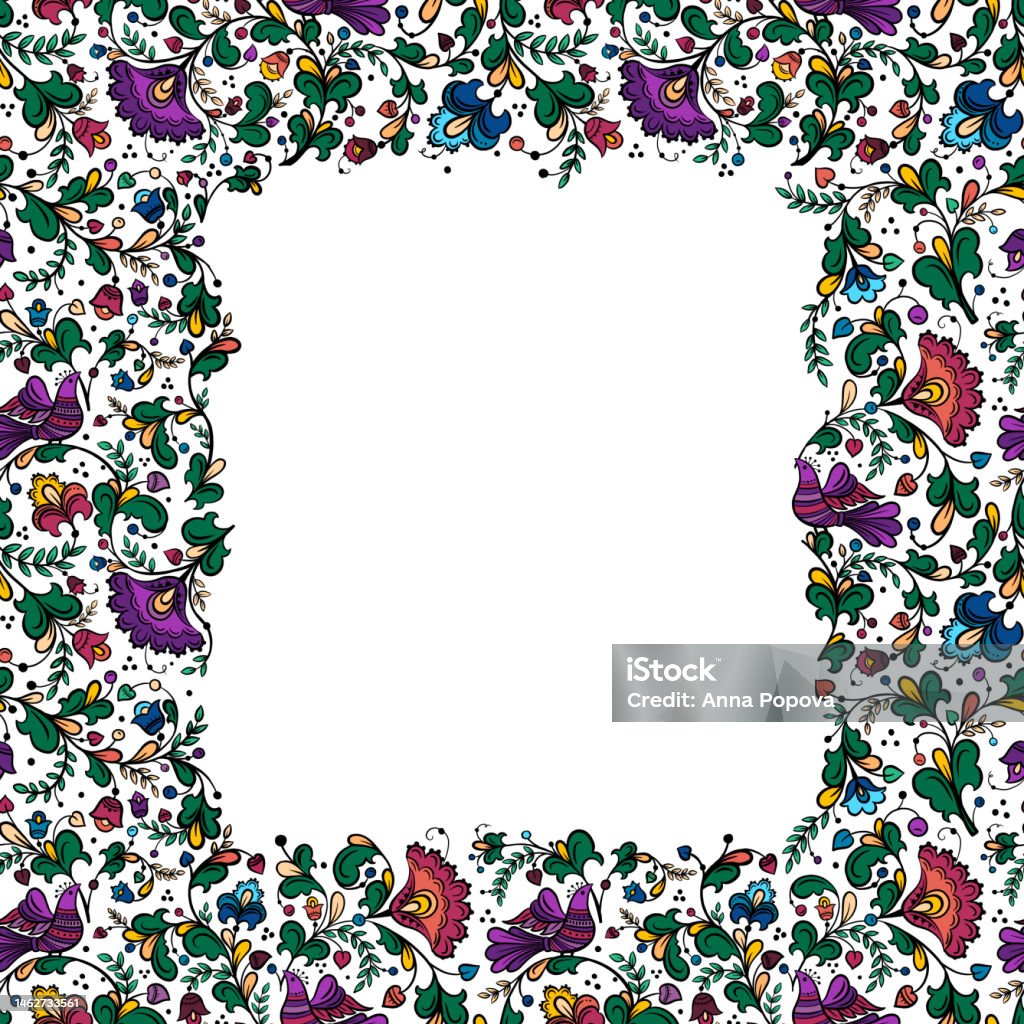 Russia Style Frame Floral Frame In Russian Style Stock Illustration - Download Image Now ...