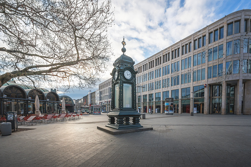 Hannover, Germany - Jan 12, 2020: Kropcke Clock (Kropcke-Uhr) - Hanover, Lower Saxony, Germany