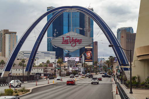 Las Vegas, Nevada, USA - November 3, 2022: Welcome to Las Vegas sign on Las Vegas Boulevard during the daytime