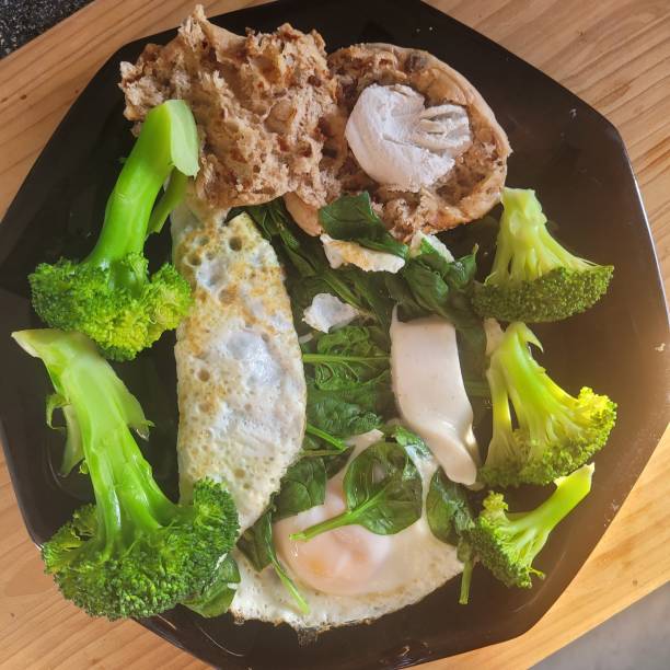 Fried egg and vegetables