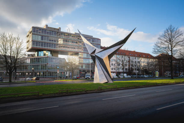 Hannover, Germany - Jan 13, 2020: Stahl 17/87 Sculpture by Erich Hauser - Hanover, Lower Saxony, Germany