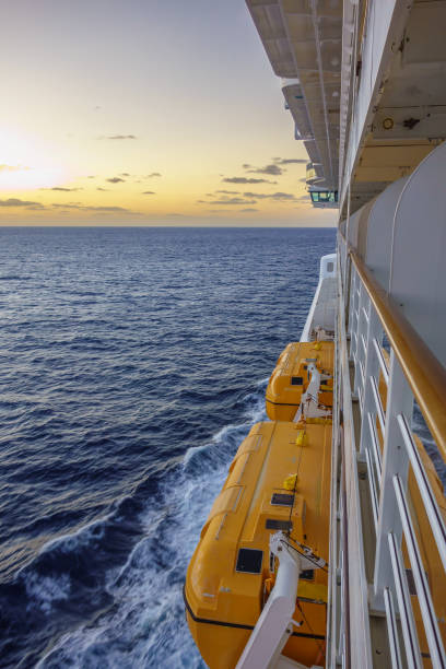 istock Looking along side of cruise ship at sunrise 1462746690