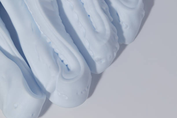 istock Blue foam smear/swatch on white background. 1462775302