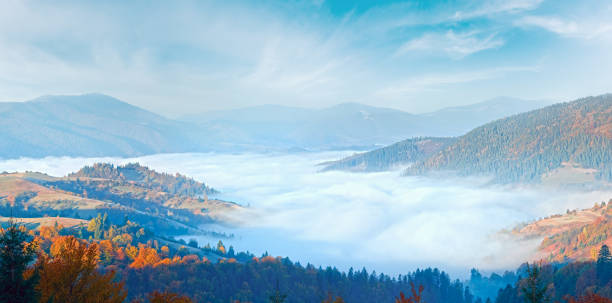 istock Autumn misty morning mountain panorama (Carpathian , Ukraine) 1462784701
