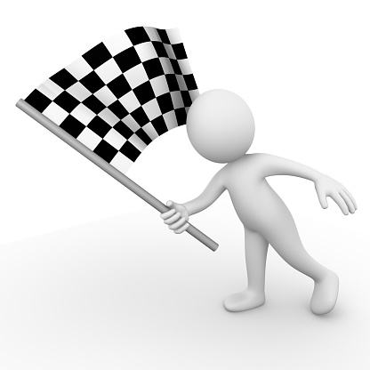 3D Design element : race start with checkered flag