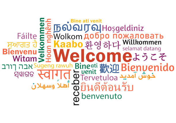 Welcome in Major World Language word cloud vector illustration Welcome in Major World Language word cloud vector illustration welcome stock illustrations