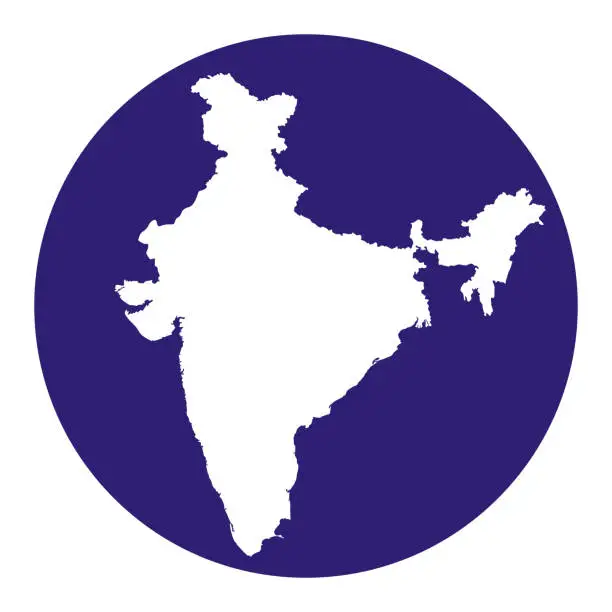 Vector illustration of India Map isolated on the blue circle.