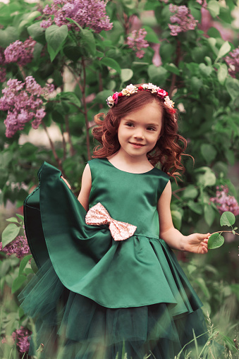 Little girl dressed like a princess posing