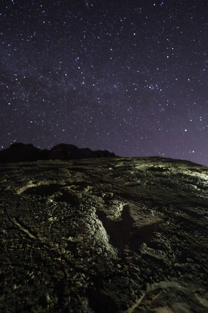istock Dinosaur Footprint under the night sky 1462792225