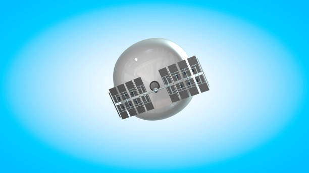 spy balloon. weather balloon with solar panels. view from the ground - chinese spy balloon 個照片及圖片檔
